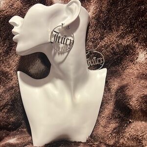 Juicy Couture Silver Logo Hoop Earrings